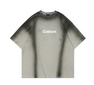เสื้อยืดสตรีทเรโทร 100% ผ้าฝ้ายเนื้อหนา ทรงโอเวอร์ไซส์สำหรับผู้ชาย พิมพ์ลาย DTG โลโก้เสื้อยืด ล้างสีแบบ Stone Acid วินเทจ เสื้อยืดสั่งทำพิเศษ - Product Image 1