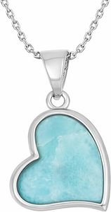 Collar de Corazón de Larimar, Plata de Ley 925, Colgante de Larimar Azul Natural, Joyería, Regalo para Mujer, Proveedor Mayorista - Product Image 6