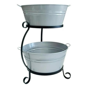 Bac à boissons galvanisé de haute qualité avec emblème abeille, seau à glace ovale en métal avec poignées en bois pour les fêtes, résistant à la rouille - Product Image 3