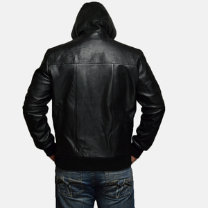 Veste en cuir premium à capuche et col montant – Écologique et coupe-vent, performance fiable, utilisation durable - Product Image 2