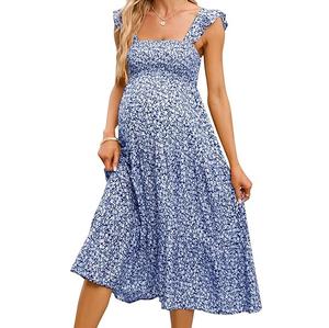 Robe de maternité élégante de haute qualité pour femmes enceintes, grande taille, couleur unie, longue, maxi, pour l'allaitement - Product Image 6