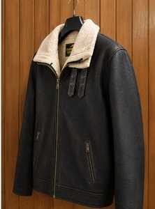 Veste en cuir noir pour homme Champ King avec fermeture éclair et fausse fourrure - Product Image 2