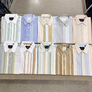 Camisas Casuales de Algodón a Rayas para Hombre, Manga Larga, Cuello Clásico, Popelina Teñida Transpirable, Ropa de Verano, Corte Ajustado, Excedentes de Inventario - Product Image 1