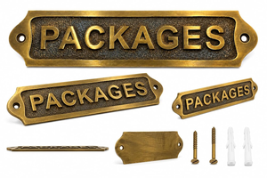 Plaque de porte vintage en laiton massif, panneau décoratif mural en laiton pour colis, idéal pour bureau, hôtel, bureau de réception - Product Image 2