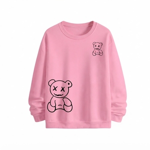 เสื้อสเวตเชิ้ตคอกลมโอเวอร์ไซส์ พิมพ์ลายการ์ตูนหมี ยูนิเซ็กส์ สไตล์ลำลองสำหรับฤดูหนาว เสื้อถักผ้าฝ้ายทรงปกติ - Product Image 1