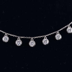Luxury Round Cut Moissanite Drop Necklace 925 Sterling <b>Silver</b> <b>Choker</b> Necklace For Women Wedding Jewelry - Product Image 3