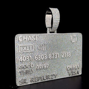 เครื่องประดับฮิปฮอปจี้บัตรเครดิตเงินแท้925จี้บัตรวีซ่าแร็ปเปอร์เย็น - Product Image 4