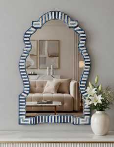 ARIF HANDICRAFTS AH-00390 Modern Style <b>Silver</b> Inlay Customized Shape Eco-Friendly Handmade <b>Wall</b> <b>Mirror</b> Frame Exotic Indian Art - Product Image 3