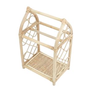 Hot Selling Handmade Natural Rattan Doll Clothes Rail with House Design <b>Miniature</b> Clothing Stand Vietnam Factory Bulk - Product Image 1