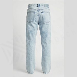Jean en denim délavé coupe droite pour homme, taille haute, coupe régulière, en coton, style décontracté, idéal pour le printemps - Product Image 3