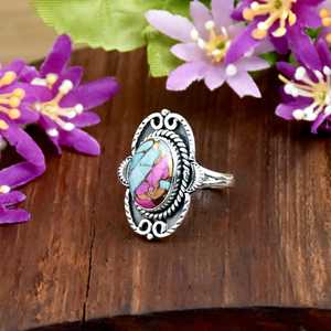Southwestern Cotton Candy Turquoise Gemstone <b>Ring</b> 925 Sterling <b>Silver</b> <b>Band</b> <b>Ring</b> Boho Statement Fine <b>Ring</b> Jewelry For Women - Product Image 4