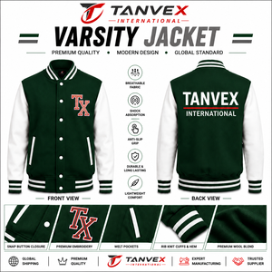 เสื้อแจ็คเก็ตวาร์ซิตี้ TANVEX สำหรับผู้ชาย ผลิตจากวัสดุรักษ์โลก ผสมโพลีเอสเตอร์/คอตตอน ปักตัวอักษร TX ด้านหน้า ปิดด้วยกระดุมเม็ดเดียว คอตั้ง - Product Image 3