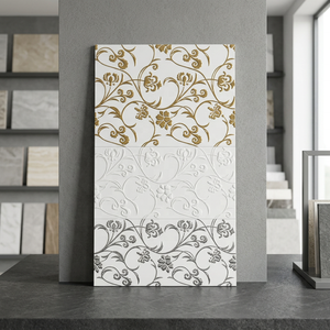 Azulejos de Pared de Cerámica Kajaria Pintados a Mano, Arte Moderno para Decoración del Hogar, Azulejos Decorativos Digitales de Porcelana Atractivos en Dorado y Plateado - Product Image 4