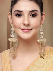 Women's Lightweight Gold Plated Alloy Drop Earrings Beads Artistic Crystal Rhinestone Imitation Pearl Oval Cut Claw Setting - Product Image 5