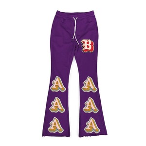 Custom Logo Print Men's Designer Flare Trousers Lightweight Casual Baggy Sweatpants <b>Stacked</b> <b>Joggers</b> Pants with Heavyweight Look - Product Image 2