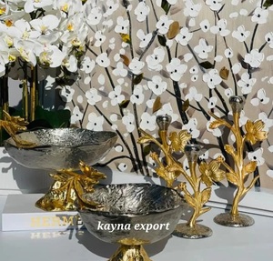 Newly Designer Collection Gold Finished <b>Metal</b> <b>Bowl</b> Table Decoration Centerpiece <b>Metal</b> <b>Bowl</b> With Gold Leaf - Product Image 3