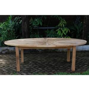The Modern Oval <b>Dining</b> <b>Table</b> 240 Solid Teak Wood Non-<b>Foldable</b> with Lazy Susan Well Sanded Finish Outdoor Use - Product Image 1