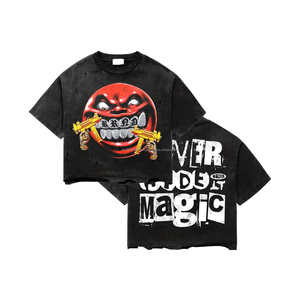 Camiseta Personalizada Lisa de Algodón 100% de 230 g/m² para Hombre, Camiseta Oversize con Pedrería y Lavado Ácido para Hombre - Product Image 4