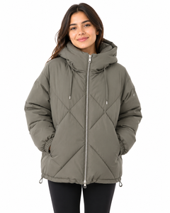 <b>Womens</b> Premium Winter Puffer <b>Jacket</b> Hood Full Zip Quilted Insulated Outerwear <b>Lightweight</b> Warm Windproof Water 6XL Satin - Product Image 1