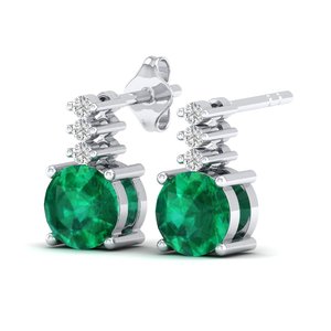 REYES Factory Outlet Price 14K Solid Gold 0.72 Carat Emerald Gemstone Screw <b>Back</b> <b>Earrings</b> GRA Certified Moissanite Fine Jewelry - Product Image 3