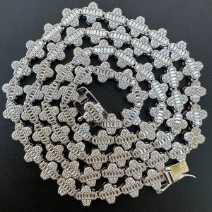 Collar de Trébol de Cuatro Hojas de Plata S925 de Alta Calidad con Diamantes Moissanite VVS1 Color D de 6mm y Cadena Cubana, Joyería Hip Hop Personalizada - Product Image 1