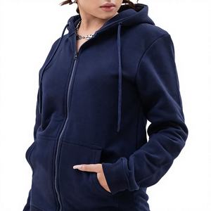 Wholesale Design Custom Logo Women's <b>Zipper</b> Up Hoodie & Sweatshirt Fleece Solid Color Full Sleeve Regular Fit Breathable Hoodies - Product Image 1