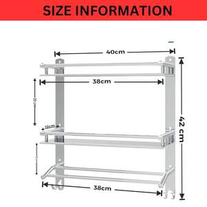 Étagère murale pour salle de bain – Organisateur de douche en acier inoxydable avec barre porte-serviettes, support de salle de bain multifonctionnel antirouille - Product Image 2