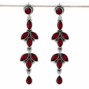 Wholesale Oxidized Silver-Plated Bezel Setting Zircon Drop Earrings Bell Leaf Design Bohemian Ethnic <b>Wedding</b> Long Women Jewelry - Product Image 3
