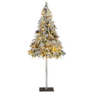 Sapin de Noël artificiel de 70,9 pouces avec 300 LED et boules décoratives floquées pour décorations festives - Product Image 1