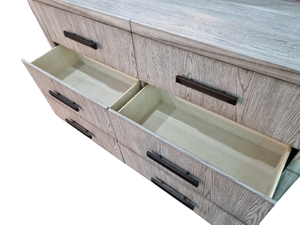 Commode en bois au design moderne avec 6 tiroirs, grand miroir, meuble de chambre à coucher pour le rangement de la coiffeuse et du maquillage - Product Image 4