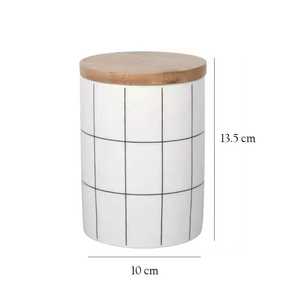 Contenedor de Almacenamiento Metálico de Nuevo Diseño con Tapa de Madera para la Organización de la Cocina y el Almacenamiento en la Encimera del Hogar - Product Image 1