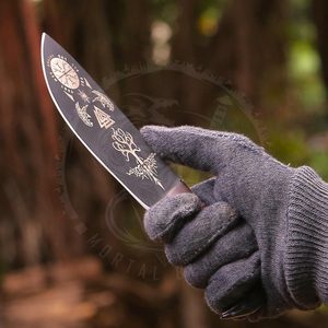 มีดขนาดเล็กสำหรับตั้งแคมป์แบบไวกิ้งทำจากเหล็กคาร์บอนสูงสำหรับเก็บรวบรวม EDC โลโก้ได้ตามต้องการ - Product Image 5