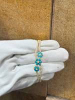 Gelang Pesona Lucu Kuningan Berlapis Rhodium Imitasi Motif Bunga Mutiara Imitasi Rantai Vintage Wanita Hadiah