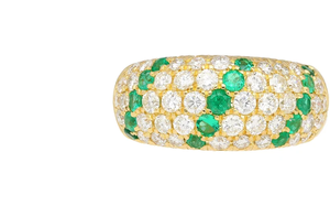 Bague de fiançailles et de mariage glamour pour femme, plaquée or 10 carats, avec diamants ronds naturels et émeraudes serties pavé, style éternité - Product Image 4