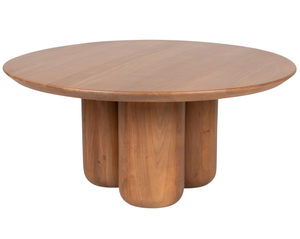 โต๊ะกาแฟไม้ทรงกลมดีไซน์โดดเด่นพร้อมฐานทรงเสา หน้าโต๊ะโค้งมน ผิวไม้ธรรมชาติอะคาเซีย สำหรับตกแต่งภายในห้องนั่งเล่น - Product Image 1