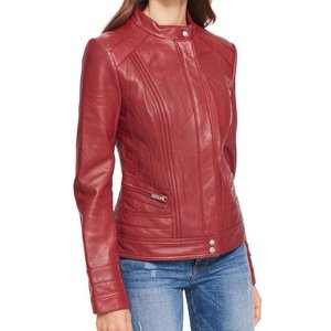 Nouvelles demandes, logo personnalisé, vestes rouges pour femmes, veste vintage pour l'hiver, manteaux en cuir élégants, veste bomber en fourrure véritable, streetwear - Product Image 2