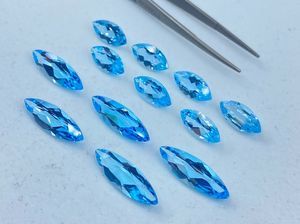 Topacio azul cielo facetado en forma de marquesa, piedra preciosa suelta, tamaños surtidos de 4x2mm a 21x7mm, lote calibrado para la fabricación de joyería. - Product Image 4