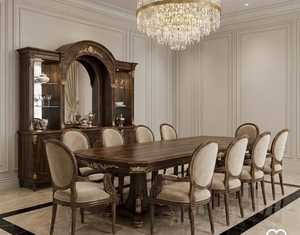 Luxury Hand Curved <b>Dining</b> <b>Table</b> <b>Wooden</b> <b>Dining</b> <b>Table</b> With 8 Chairs Antique Style <b>Dining</b> <b>Table</b> for <b>Dining</b> Room For Home Villa - Product Image 5
