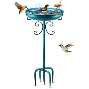 Bain d'oiseaux en métal de haute qualité, très tendance, pour l'extérieur, autoportant, en fer, pour jardin, décoration extérieure - Product Image 5