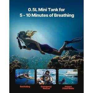 Bombola Subacquea Portatile da 0,5L con Pompa, Supporta 5-10 Minuti di Respirazione Subacquea, Profondità di Immersione 98,43 Piedi, Cilindro di Ossigeno - Product Image 2