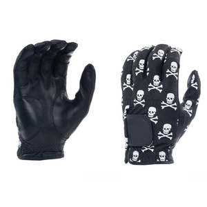 SOSH4 Leather <b>Golf</b> Glove Full Finger Durable Breathable Soft White Pattern Outdoor Sports Left Hand Black - Product Image 2