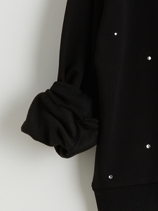 Women Corduroy Lined Cotton Rhinestone O Neck <b>Sweatshirt</b> Pullover Soft Warm Breathable Anti-Wrinkle Formal Fashion <b>Vintage</b> - Product Image 4