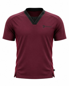 T-shirt d'entraînement d'arts martiaux pour homme, col en V, couleur bordeaux, respirant, avec doublure en maille polyester, manches courtes, uniforme – Grande Vente - Product Image 1