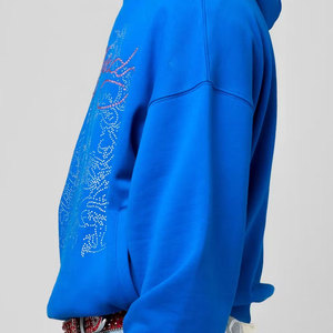เสื้อฮู้ดโอเวอร์ไซส์สีน้ำเงิน ลายมังกรประดับเพชร สำหรับผู้ชาย สไตล์สตรีทแวร์ แขนยาวแบบปกติ ใส่ได้ในฤดูใบไม้ร่วง - Product Image 4