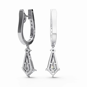 Boucles d'oreilles en diamant taille princesse de qualité supérieure en or blanc, diamants naturels certifiés GIA pour mariage féminin - Product Image 2