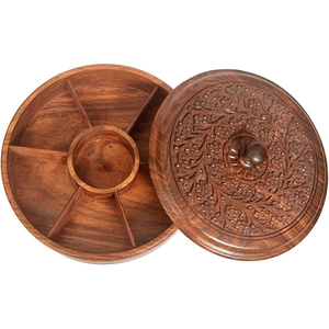 Wood Candy Nuts Box Custom <b>Decorative</b> Handmade Dry Fruit Wood Box High-capacity Classic Wood Dry Fruit Box - Product Image 1