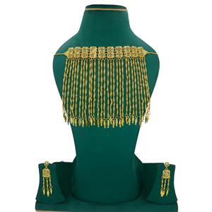 Ensemble de bijoux de mariée collier plaqué or boucles d'oreilles pour femmes conceptions exclusives pour les fêtes mariages fabricant d'ensembles de bijoux fins - Product Image 2