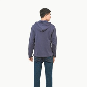 Sudadera con Capucha Unisex Azul Marino, 100% Algodón, Corte Regular, Color Sólido Informal, Tejido de Felpa, Ropa de Invierno, Bolsillo Delantero - Product Image 1