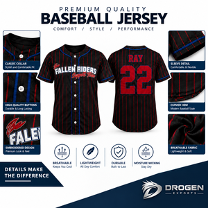 Maillot de baseball marron personnalisé Fallen Riders Support Team, chemise à boutons, imprimé par transfert thermique, respirant, 100 % polyester, sport - Product Image 2
