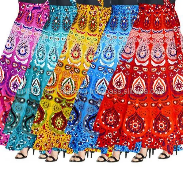 Longue jupe indienne pour femmes, tenue en coton gitane, style Boho, Mandala, jupe maxi, bohème, Hippie, Floral, pour filles